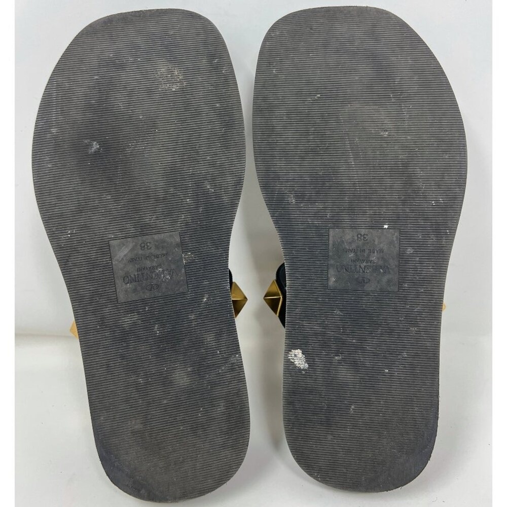 Valentino Roman Stud Platform Sandals Black Gold 38 - Picture 8 of 9